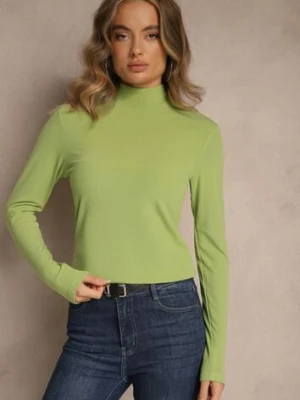 Zielona Casualowa Bluzka z Golfem Longsleeve Ralaia glo-story