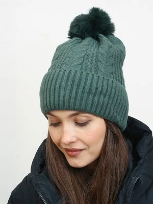 Zielona czapka damska z pomponem Shelvt
