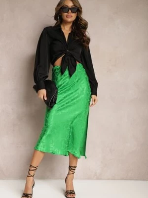 Zielona Długa Spódnica Casualowa z Gumką w Talii Grelvia retro & icone