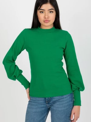 Zielona dopasowana bluzka basic w prążek RUE PARIS
