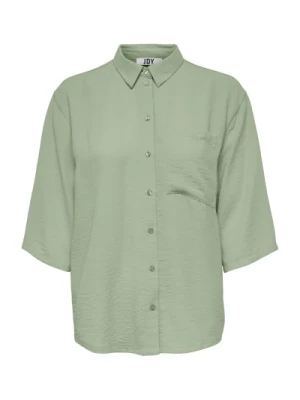 Zielona gładka koszula z krótkim rękawem dla kobiet Jacqueline de Yong