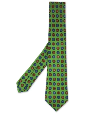 Zielona Jedwabna Krawat w Geometrię Kiton