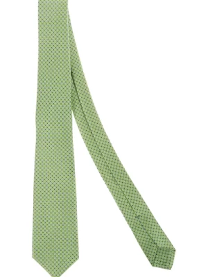 Zielona jedwabna krawat w kropki Kiton