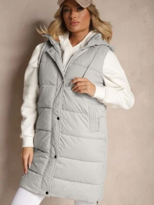 Zielona Kamizelka Pikowana z Kapturem Ozdobiona Sznurkami Eleandra h&s