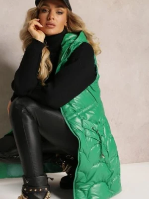 Zielona Kamizelka z Kapturem Zapiana na Suwak z Kieszeniami Halimes swest