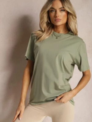 Zielona Klasyczna Koszulka z Bawełny z Podwiniętymi Rękawkami Oboea