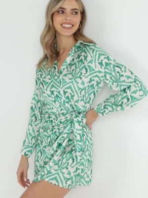 Zielona Kopertowa Sukienka z Wiązaniem Pitville rosa