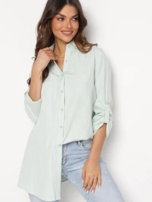 Zielona Koszula Klasyczna w Paski z Guzikami Anticca h&s