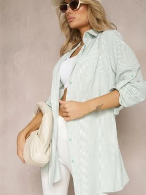 Zielona Koszula o Klasycznym Fasonie w Paski Clintta h&s