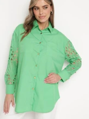Zielona Koszula Oversize z Ażurowym Wzorem na Rękawach Vadena elsa.m by may