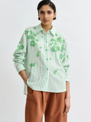 ZIELONA KOSZULA W PASKI Z CEKINAMI ESSENTIEL ANTWERP