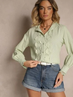 Zielona Koszula z Koronką i Kołnierzem Ranamas elsa.m by may