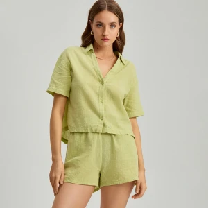 Zielona koszula z krótkim rękawem House