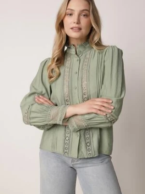 Zielona Koszula ze Stójką i Koronką Argochis bisou's project