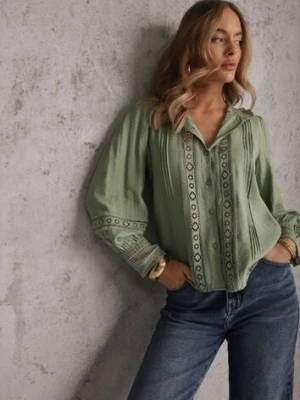 Zielona Koszula ze Stójką i Koronką Phaeninca bisou's project