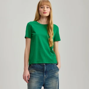 Zielona koszulka basic z okrągłym dekoltem House