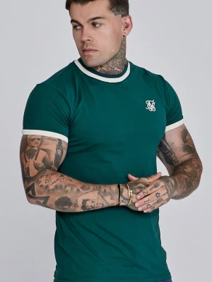 Zielona koszulka męska typu ringer SikSilk