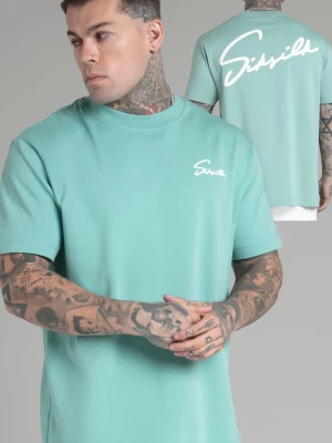 Zielona koszulka męska z nadrukiem logo SikSilk