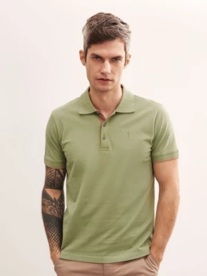 Zielona koszulka polo męska z logo OCHNIK