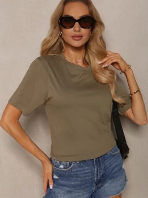 Zielona Koszulka z Bawełny bez Zdobień Danlekia