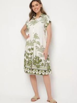 Zielona Koszulowa Sukienka Oversize z Wiskozą Folassa rosa