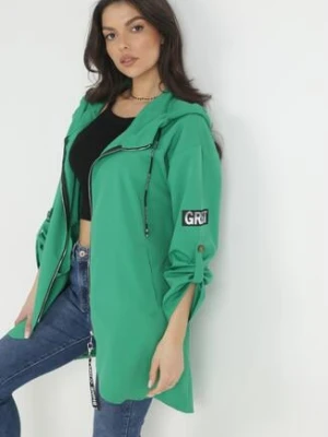 Zielona Kurtka Oversize Wiatrówka z Kapturem Lafise swest