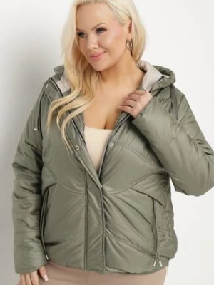Zielona Kurtka Pikowana z Kapturem Karbia bh forever