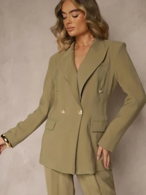 Zielona Marynarka Basic z Modalu Dwurzędowa Mavire lefon