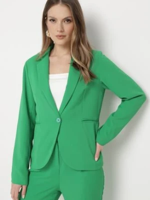 Zielona Marynarka Zapinana na Guzik z Kieszonkami Parveta sophyline