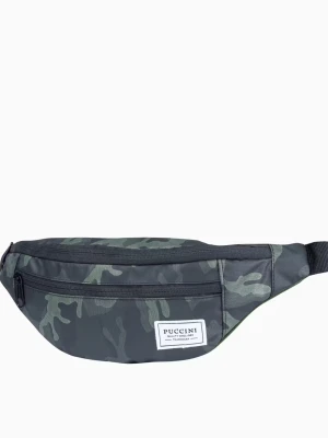 Zielona materiałowa nerka we wzór camo Puccini