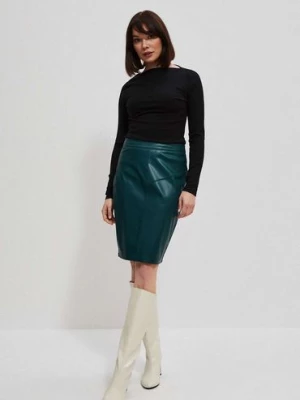 Zielona ołówkowa spódnica damska z imitacji skóry Moodo