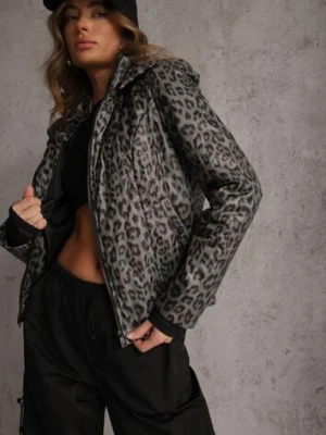 Zielona Panterkowa Kurtka z Odpinanym Kapturem Anastaera swest