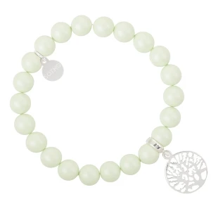Zielona pastelowa bransoletka perły SWAROVSKI® ELEMENTS ze srebrnym drzewkiem SOTHO