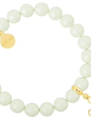 Zielona pastelowa bransoletka perły SWAROVSKI® ELEMENTS ze złotą rozetą SOTHO