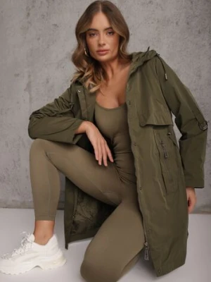 Zielona Przejściowa Kurtka Parka z Rękawami z Możliwością Podpięcia Tinarae swest