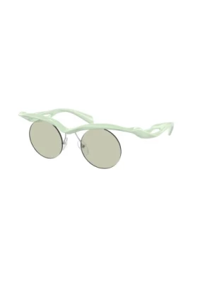 Zielona Ramka Jasnozielone Soczewki Okulary przeciwsłoneczne Prada
