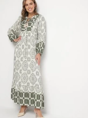 Zielona Rozkloszowana Sukienka z Wiskozą i Falbanką Efanelisa elsa.m by may