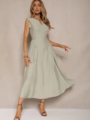 Zielona Rozkloszowana Sukienka z Wiskozy Lirune unigirl