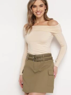 Zielona Spódnica Mini z Kieszeniami i Paskami z Ekoskóry Svanna elsa.m by may