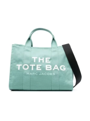 Zielona średnia torba Tote z nadrukiem logo Marc Jacobs