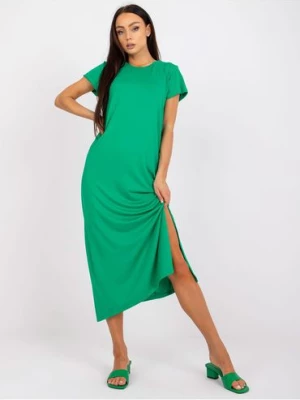 Zielona sukienka damska midi z rozporkiem BASIC FEEL GOOD