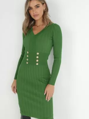 Zielona Sukienka Dzianinowa Kezas