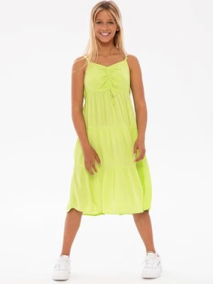 Zielona sukienka dziewczęca na lato z wiskozy Minoti