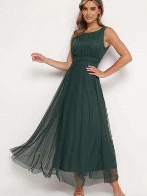 Zielona Sukienka Koktajlowa z Tiulowym Dołem Elasoria lovery