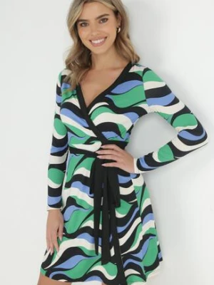 Zielona Sukienka Kopertowa w Wzorzysty Print Jameka by swan