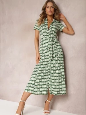 Zielona Sukienka Mamci Koszulowa Wiązana w Pasie Maevana by swan