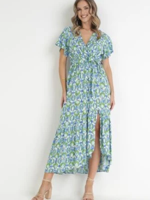 Zielona Sukienka Maxi z Wiskozy i Wiązanym Paskiem Ambrinta cflo