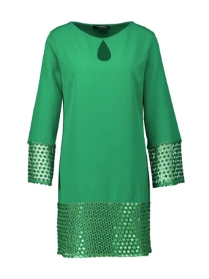 Zielona Sukienka Midi z Cekinami Ana Alcazar