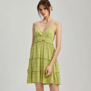 Zielona sukienka na ramiączkach mini z wiskozy House