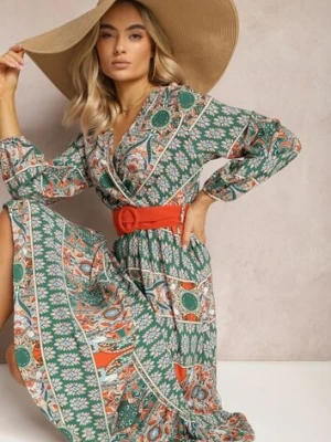 Zielona Sukienka Rozkloszowana z Paskiem Shara rosa